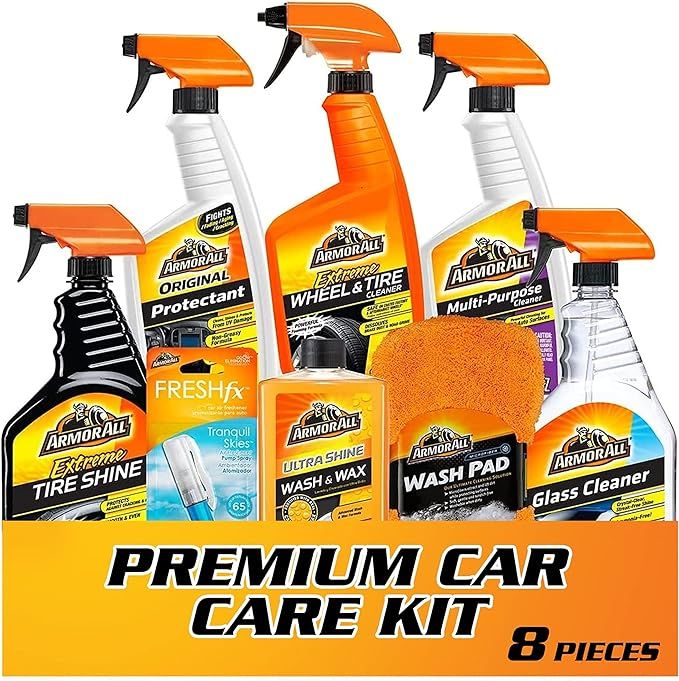 Premier Car Care Kit by Armor All, Includes Car Wax & Wash Kit, Glass Cleaner, Car Air Freshener,... | Amazon (US)