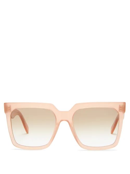 Celine Eyewear - Flat-top Oversized Square Acetate Sunglasses - Womens - Light Pink | Matches (US)