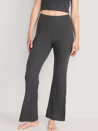 High-Waisted Rib-Knit Split Flare Lounge Pants for Women | Old Navy (US)