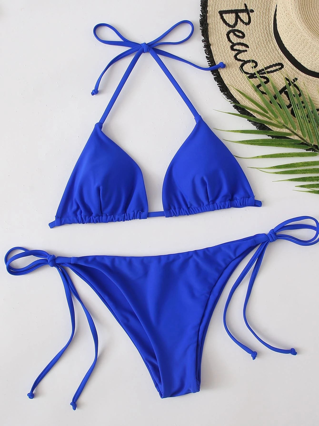 Halter Triangle Tie Side Bikini Swimsuit | SHEIN