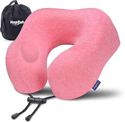 napfun Neck Pillow for Traveling, Upgraded Travel Neck Pillow for Airplane 100% Pure Memory Foam ... | Amazon (US)