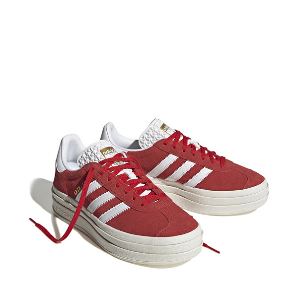 Womens adidas Gazelle Bold Athletic Shoe - Red / Cloud White / Gold Metallic | Journeys