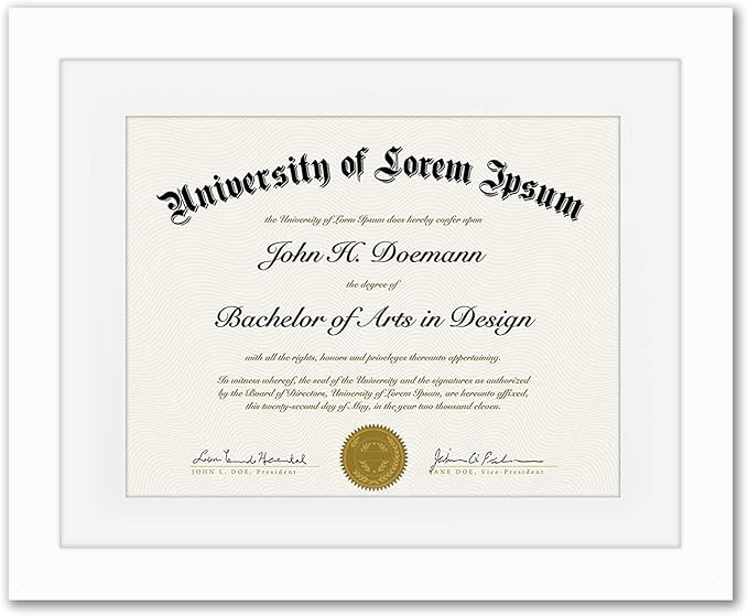 Americanflat 11x14 White Diploma Frame | Displays 8.5x11 Diplomas with Mat or 11x14 Inch Without ... | Amazon (US)
