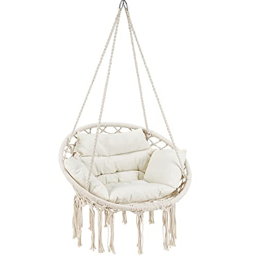 KROFEM Macrame Hammock Hanging Swinging Chair, Perfect for Bedroom, Porch, Kids, Adults, Balcony wit | Amazon (US)
