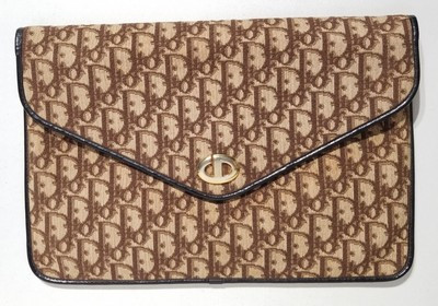 Vintage Christian Dior Diorissimo "Dior" Logo Brown Large Envelope Clutch France  | eBay | eBay US