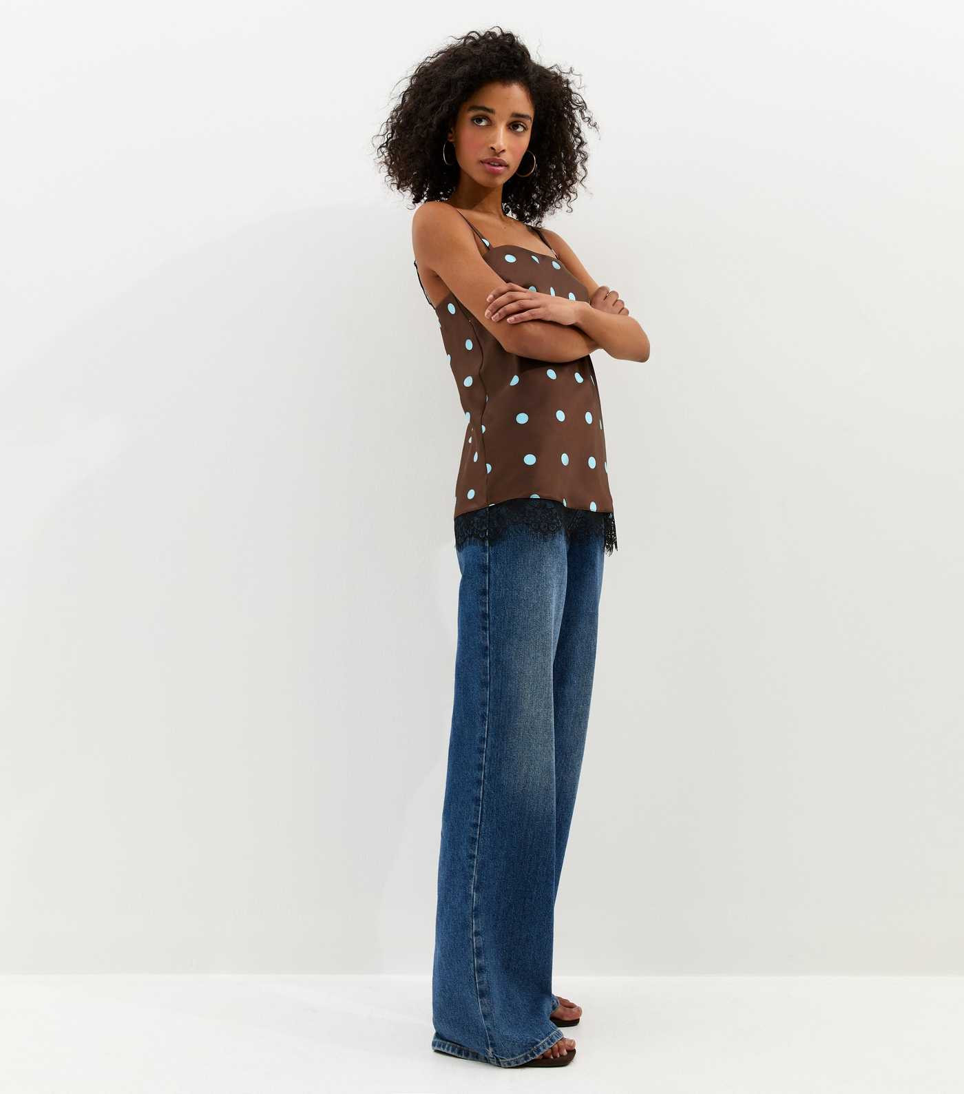 Brown Polka Dot Longline Cami Top | New Look | New Look (UK)