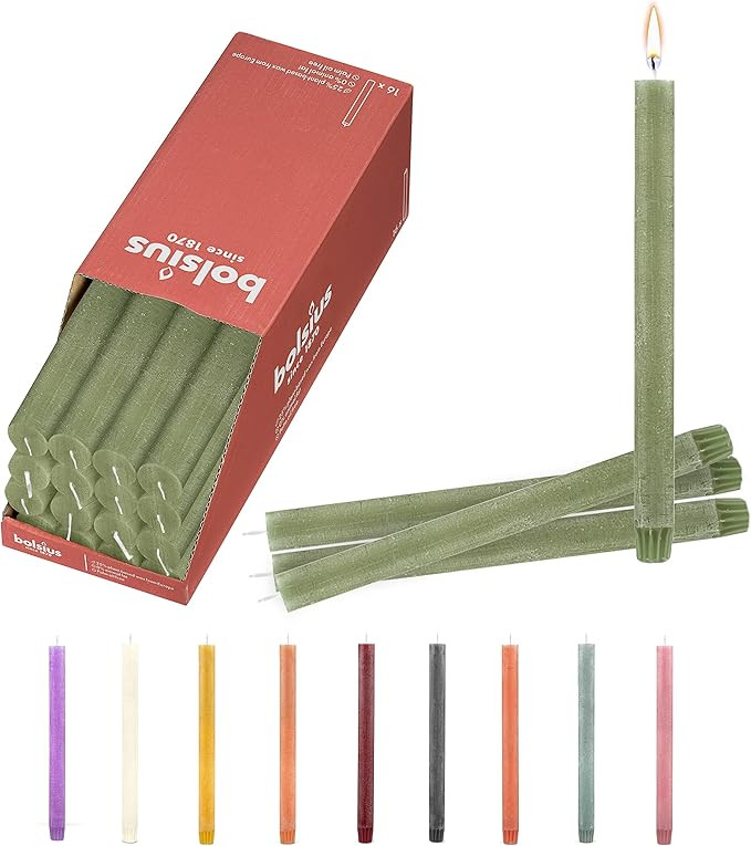 BOLSIUS 16 Fresh Olive Rustic Household Candles - 10.5 Inch - Premium European Quality - 13 Burn ... | Amazon (US)