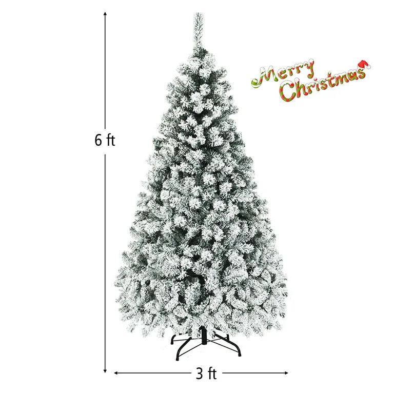 Costway 6 ft Pre-Lit Premium Snow Flocked Hinged Artificial Christmas Tree with 250 Lights - Walm... | Walmart (US)