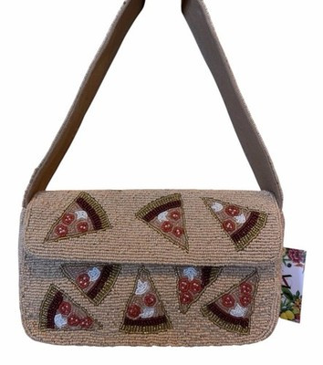 Viral Express Edit Beaded Pizza Slice Shoulder Bag . Snap closure. | eBay | eBay US