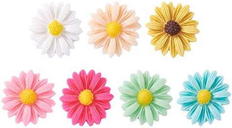 Craftdady 20Pcs Flatback Resin Daisy Flower Cabochons Deco Random Mixed Colors Undrilled Floral C... | Amazon (US)