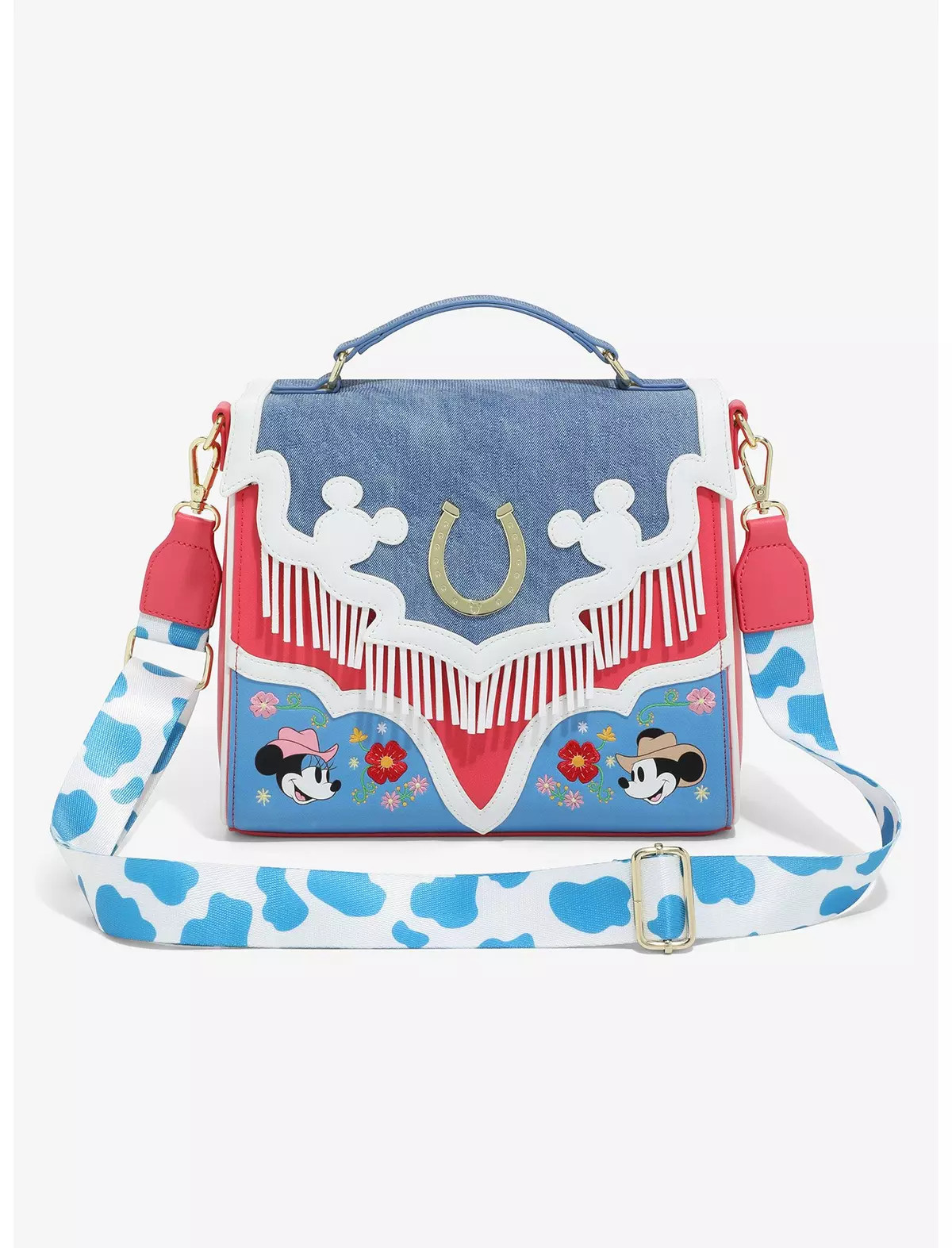 Loungefly Disney Mickey & Minnie Western Denim Crossbody Bag | BoxLunch