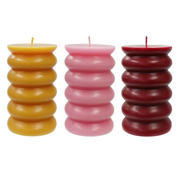 Better Homes & Gardens Unscented Pillar Candles, 3-Pack, 3x5 inches, Orange, Pink, Red | Walmart (US)