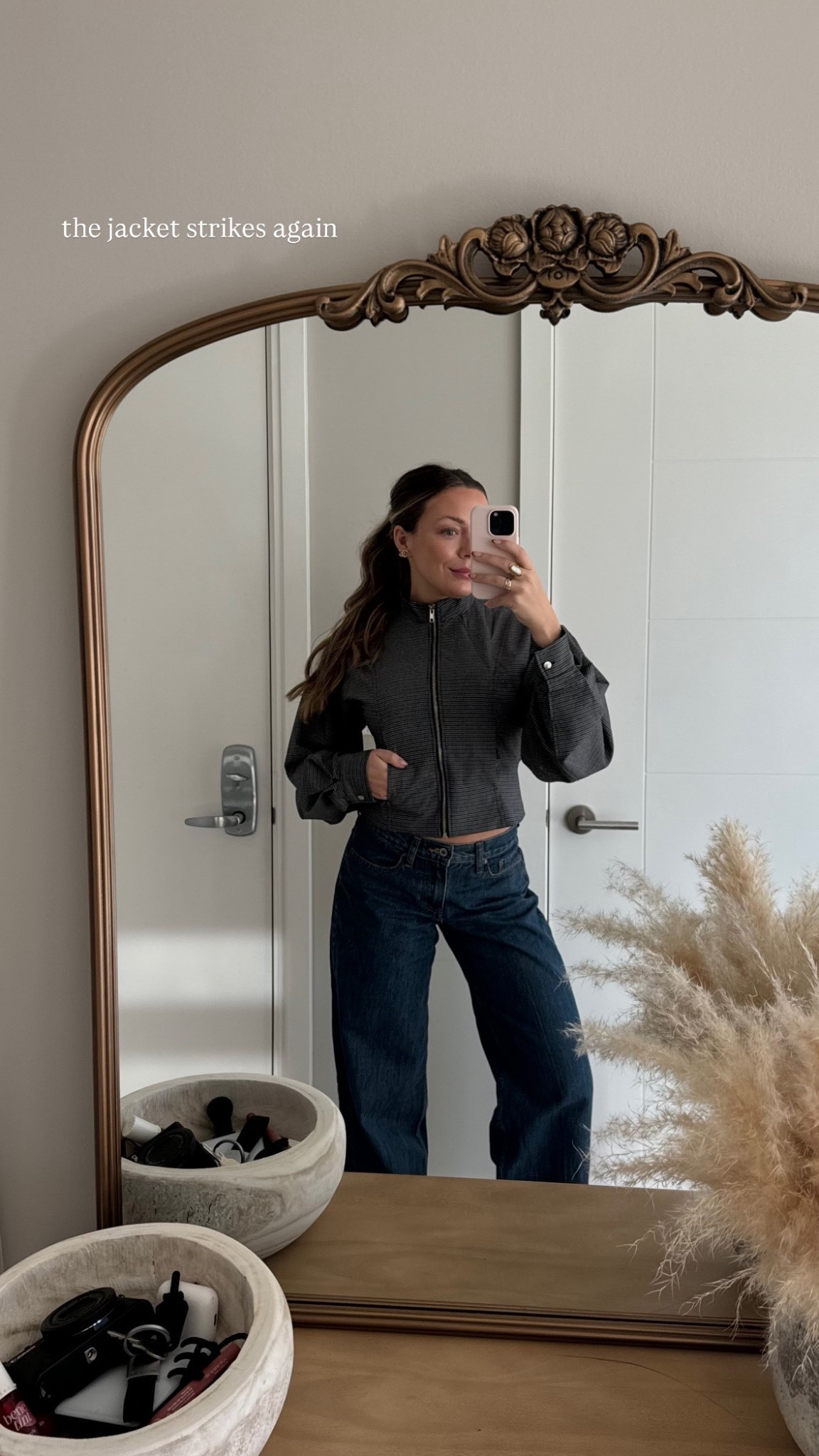 wearing a size S in the jacket and a size 24L in the jeans 🫶🏼 color is dark marble 

#LTKvlog #LTKgrwm #LTKootd