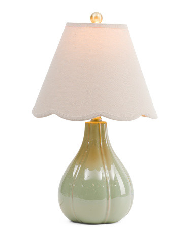 22in Ceramic Table Lamp With Scalloped Shade | TJ Maxx