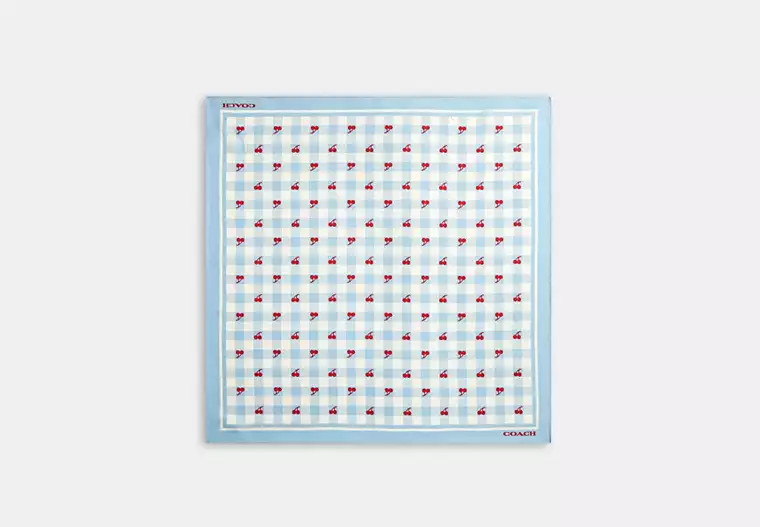 Gingham Cherry Print Silk Bandana | Coach (US)