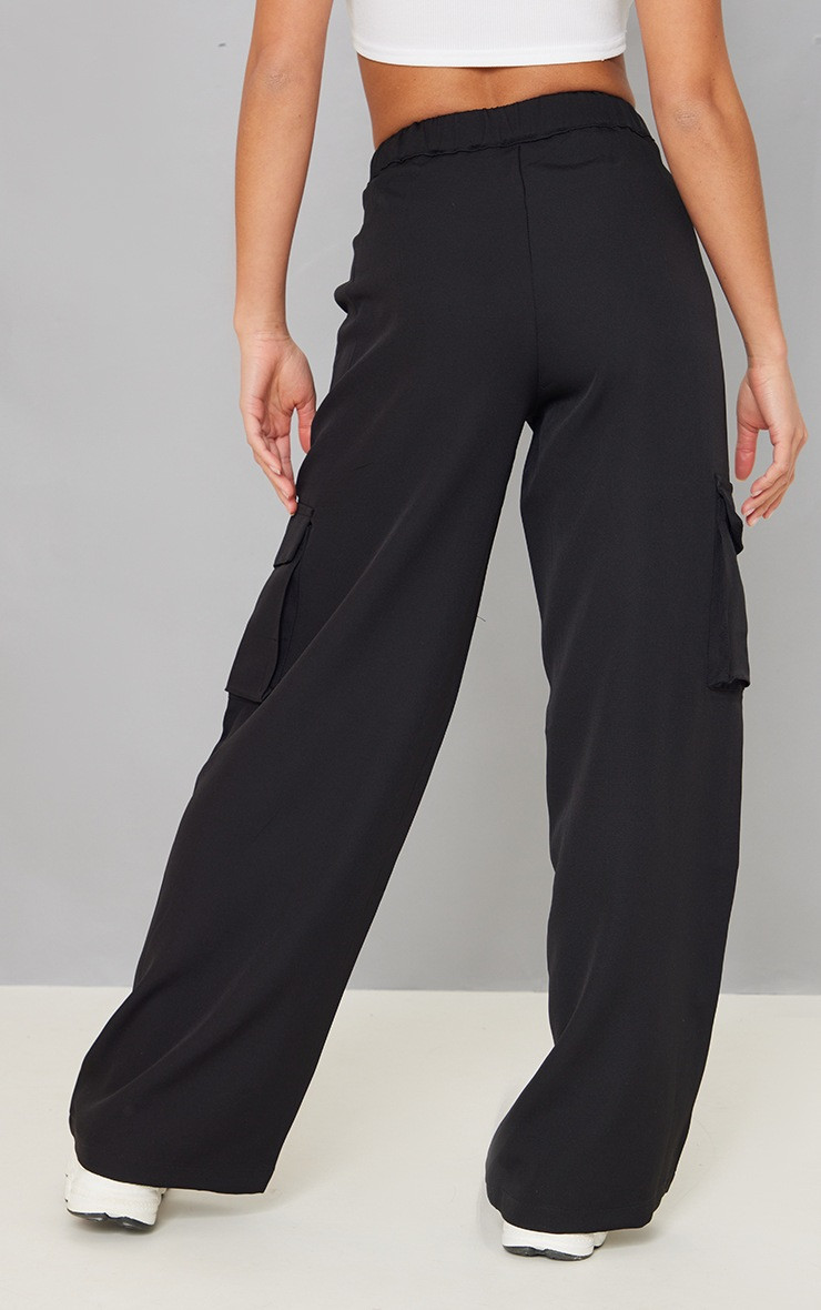 Petite Black Tailored Utility Cargo Pants | PrettyLittleThing US
