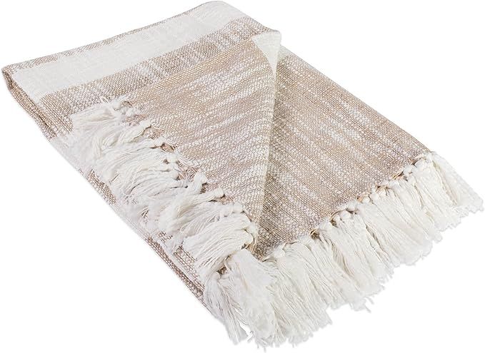 DII Mid-Century Modern Slub Stripe Woven Throw, Taupe, 50x60 | Amazon (US)