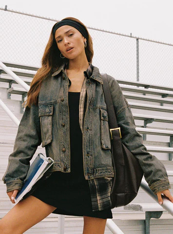 Kier Oversized Jacket Denim Antique Wash | Princess Polly US