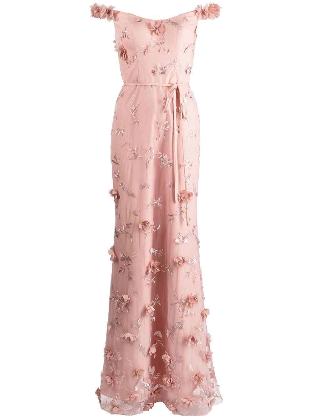 floral-embroidered maxi gown | Farfetch (US)