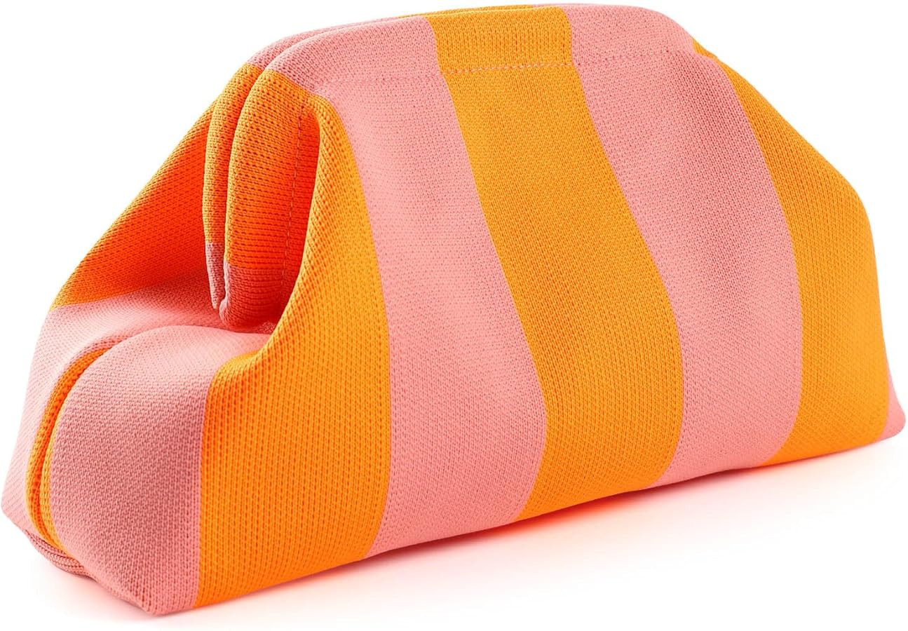 Wrorou Woven Dumpling Bags for Women Pink and Green Purse Colorblock Clutch Crochet Purses Handba... | Amazon (CA)