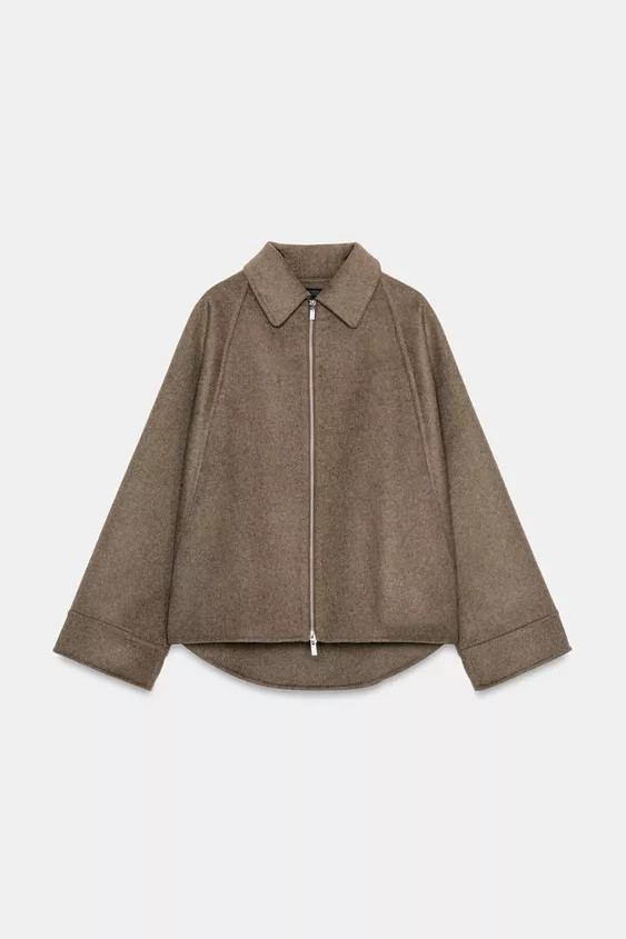 WOOL BLEND JACKET WITH ZIP ZW COLLECTION | Zara UK