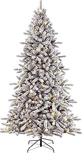 Puleo International 6.5 Foot Pre-Lit Flocked Bennington Fir Artificial Christmas Tree with 350 UL... | Amazon (US)