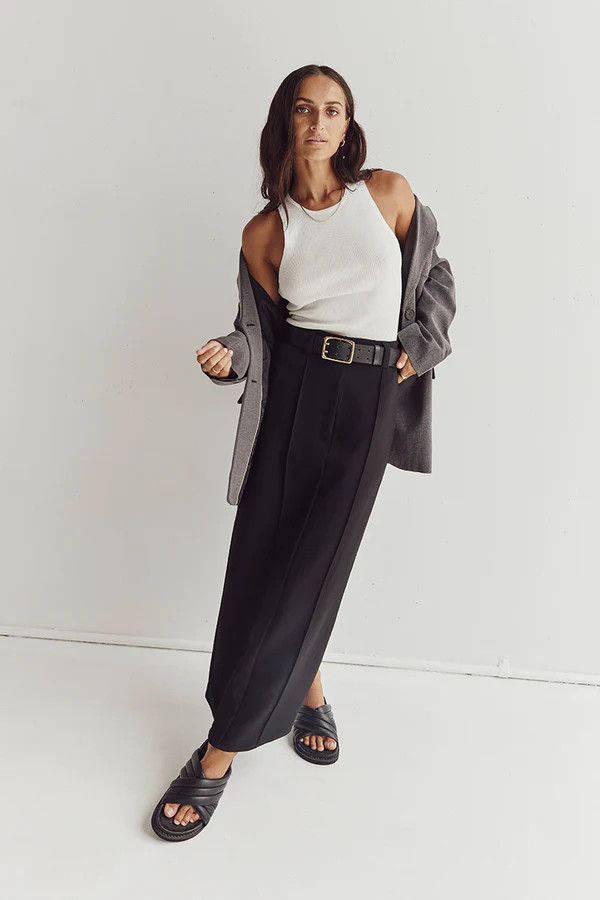 ROWAN BLACK MIDI SKIRT | DISSH