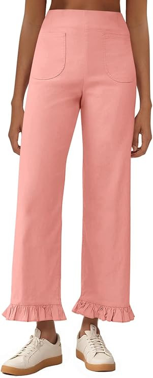Cicy Bell Womens Wide Leg Capris Pants Casual High Waisted Ruffle Hem Zipper Loose Fit Trousers w... | Amazon (US)