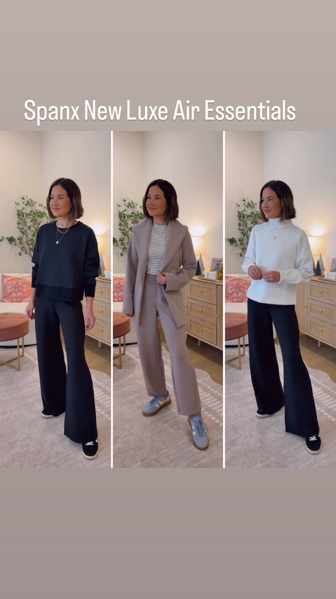 Spanx just launched the Air Essentials Luxe Collection and it is SO good! Made with the same buttery soft fabric with a bit of additional weight for structure and staying warm in the cooler months! Bottoms available in petites and talls too! I am wearing an xs petite in bottoms and xs in tops. Use Code BESTYLEDCOXSPANX for 15% off first time purchases plus free shipping! 
@Spanx #spanxpartner