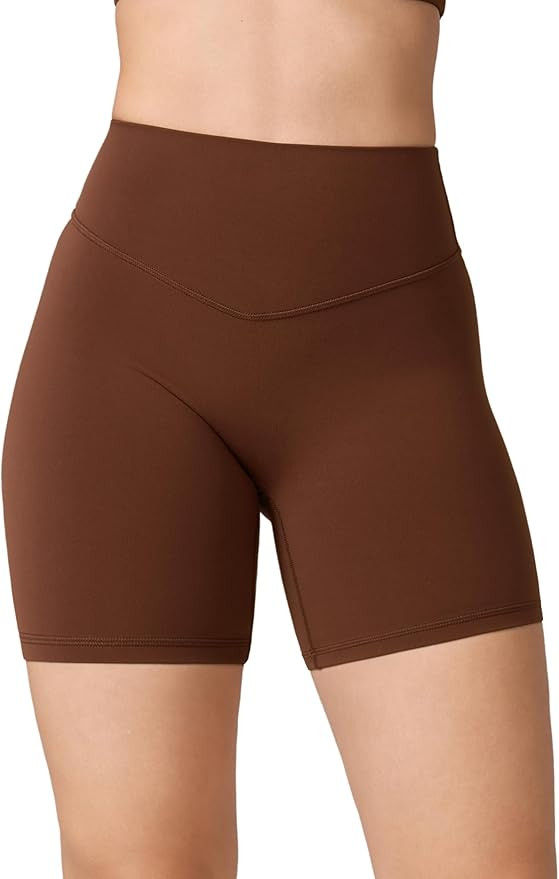 Hugcurve No Front Seam High Waisted Workout Biker Shorts for Women 6 Inches Tummy Control Buttery... | Amazon (US)