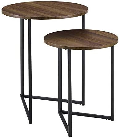Walker Edison Modern Round Metal Base Nesting Set Side Accent Table Living Room Storage Small End... | Amazon (US)