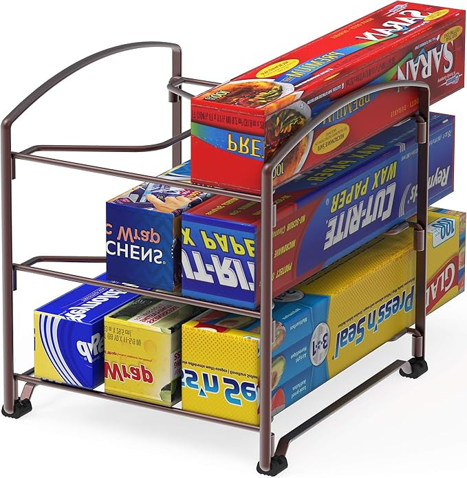 SimpleHouseware Kitchen Wrap Organizer Rack, White | Amazon (US)