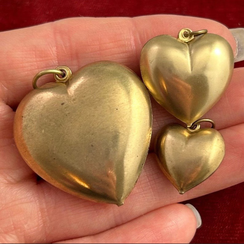 Vintage Heart Charm,brass Heart Charm, Puffy Heart Charm, Vintage Pendant, Vintage Jewelry, Heart... | Etsy (US)
