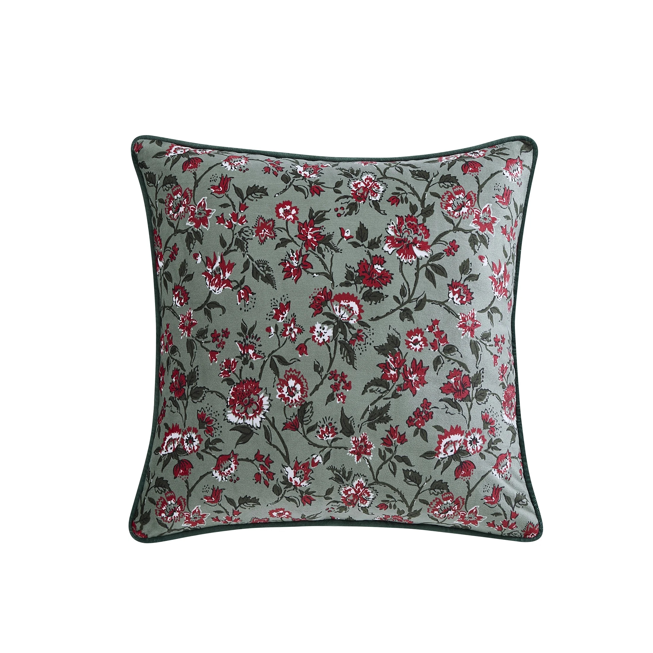 My Texas House Stacy 18" x 18" Green Printed Velvet Decorative Pillow Cover | Walmart (US)