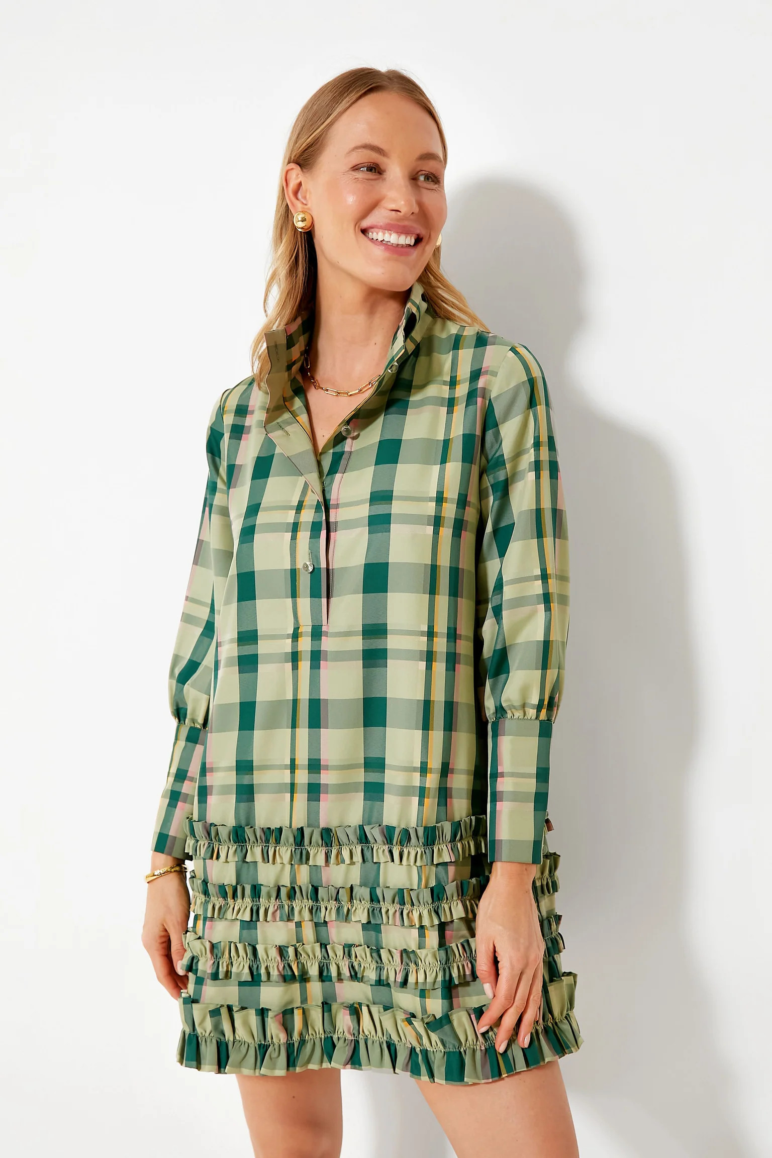 Sage Tartan Celia Dress | Tuckernuck (US)