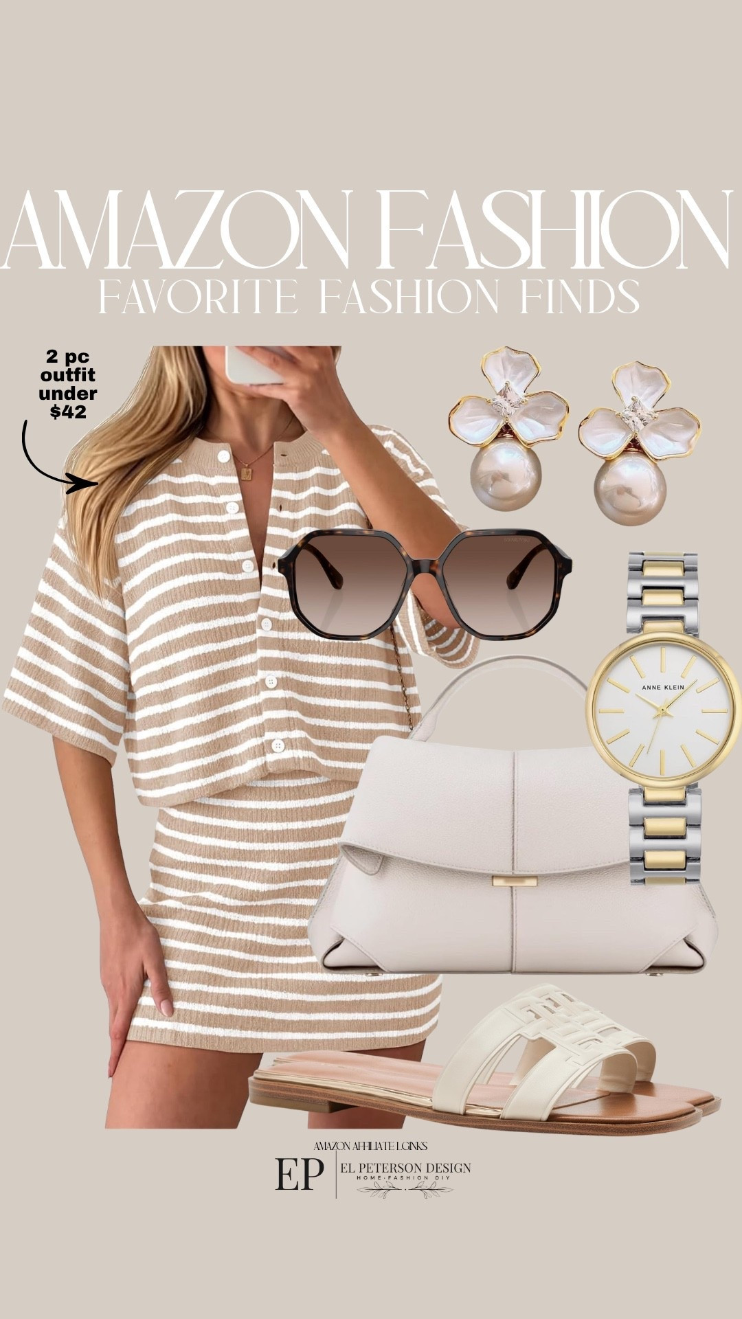 Amazon
Earrings
2pc outfit
Purse Watch
Sunglasses 
Sandals