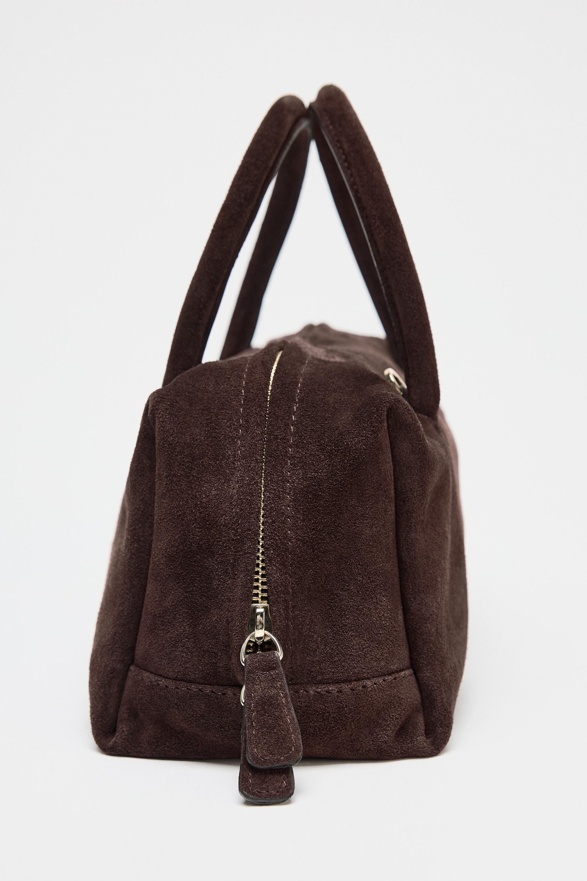 SPLIT SUEDE BOWLING BAG | Zara UK