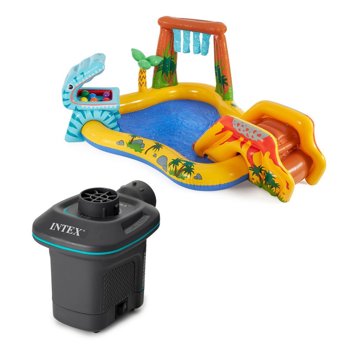 Intex 120V Electric Air Pump & Intex Inflatable Dinosaur Play Center Kids Pool | Target