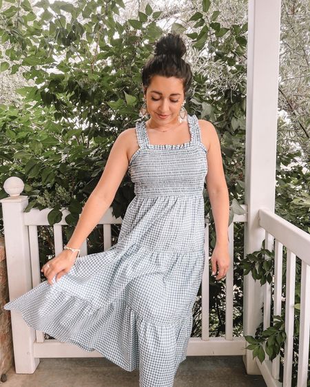 4th of July gingham blue and white dress. Cute stylish mom outfit 

#LTKunder100 #LTKSeasonal