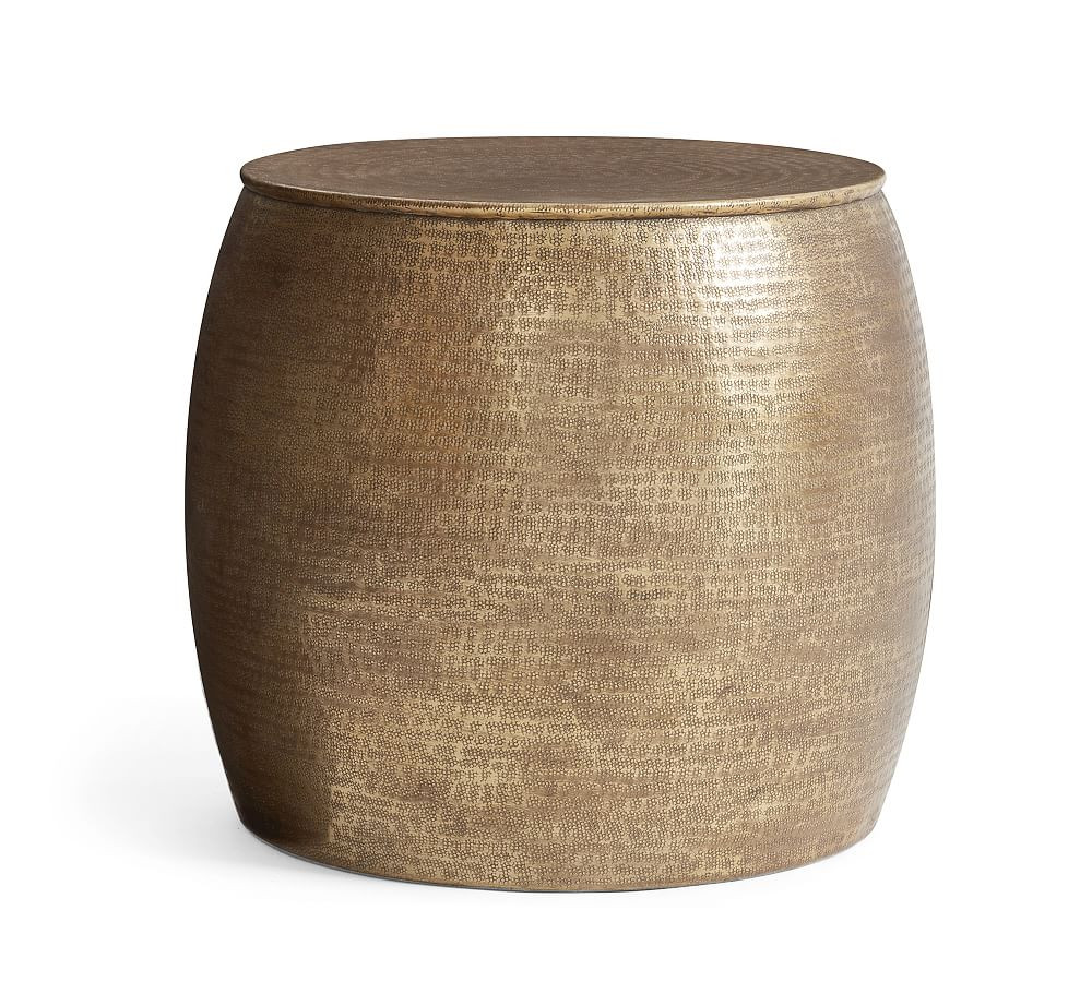 Bermuda Indoor/Outdoor Hammered Brass Side Table | Pottery Barn (US)