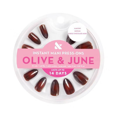 Olive & June Press-On Fake Nails - M Almond - Subtle Chocolate Aura - 42ct | Target