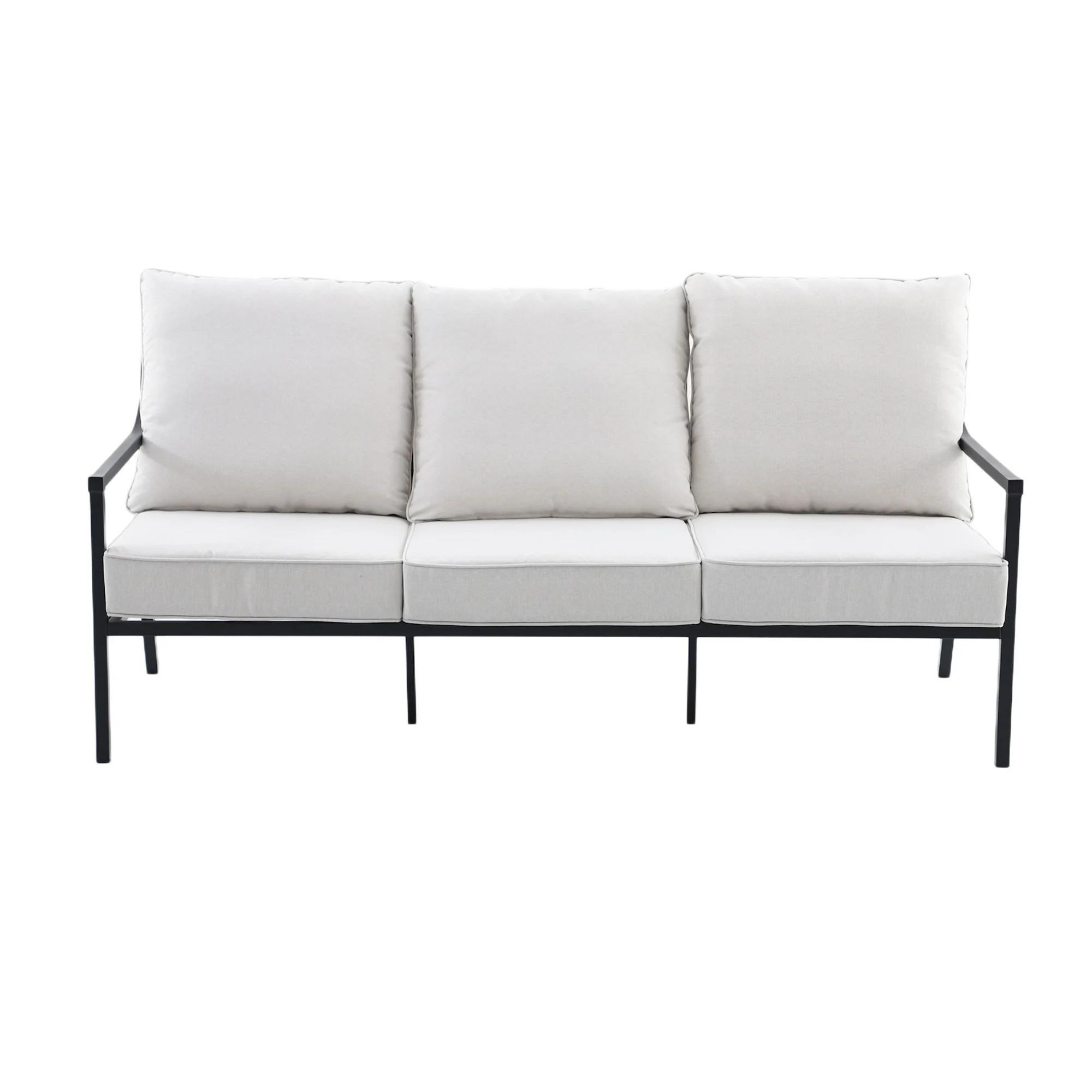 My Texas House Cambria X-Back Outdoor Steel Sofa with Cushions, Black | Walmart (US)