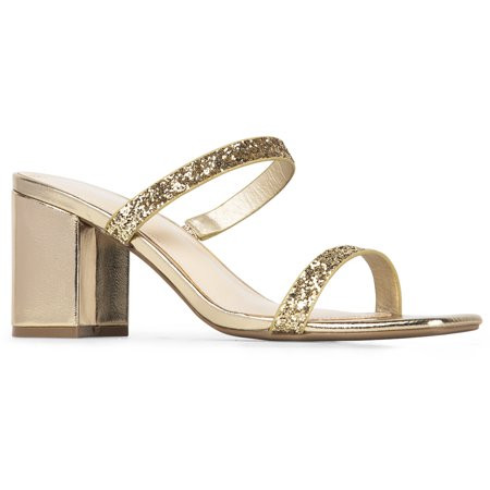 J. Adams Stormi Heeled Mules for Adult Females - Gold Glitter - 9 | Walmart (US)