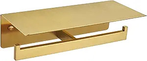 Double Toilet Paper Holder with Shelf Brushed Gold, APLusee SUS 304 Stainless Steel Contemporary ... | Amazon (US)