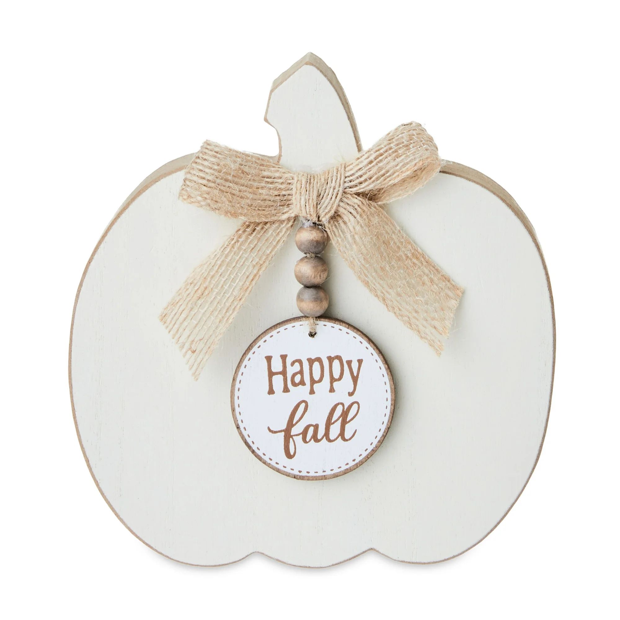 Harvest 5.75 in x 1.25 in x 6 in  White MDF Pumpkin with Tag, Table Decoration, Way to Celebrate | Walmart (US)