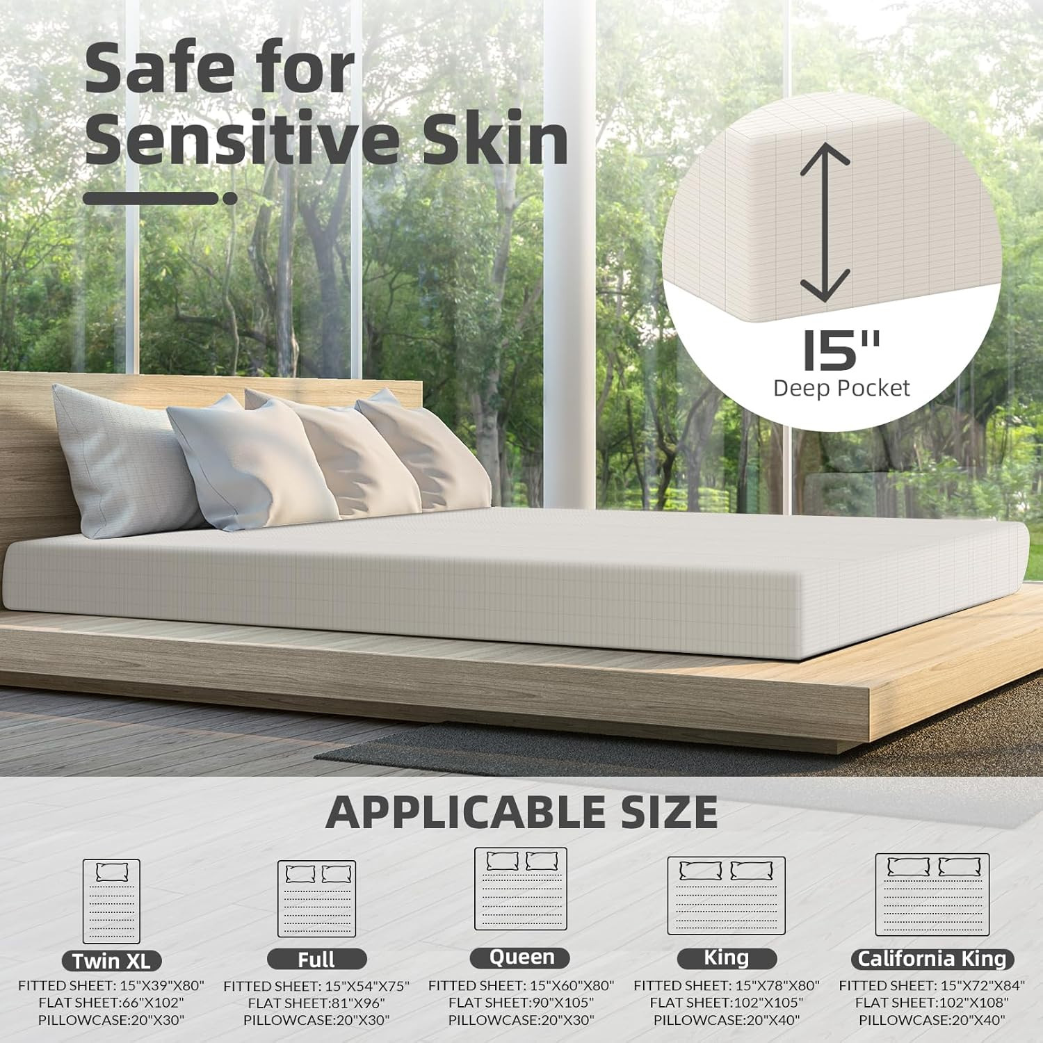 HLLBLL® Grounding Bedding Sheet Set, Bed Sheets and Pillowcase Set, 90% Organic Cotton+10% Pure ... | Amazon (US)