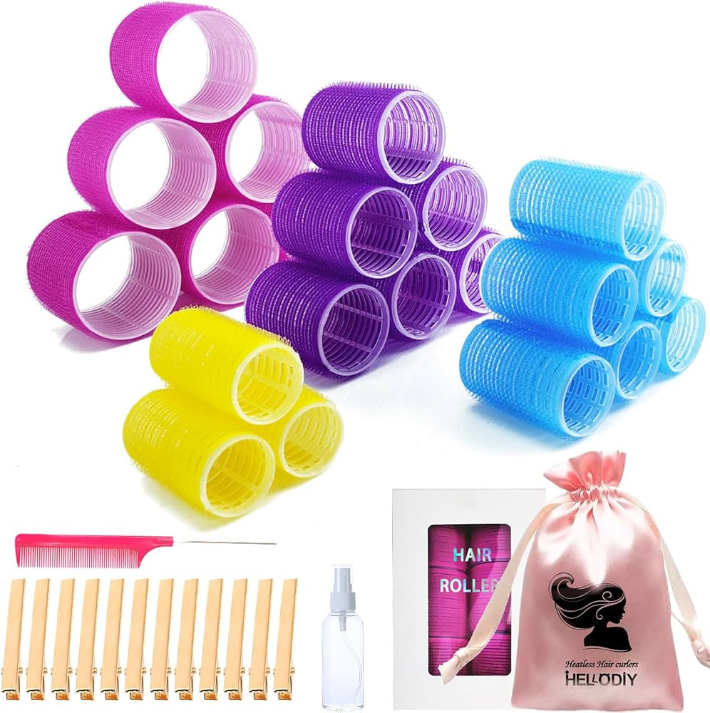 35Pcs Hair Rollers set, Self Grip Rollers Hair Curlers for Long Medium Short Hair,Jumbo Hair Roll... | Amazon (US)