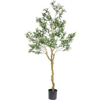 Cubilan 7 ft. Green Artificial Olive Tree in Pot | The Home Depot