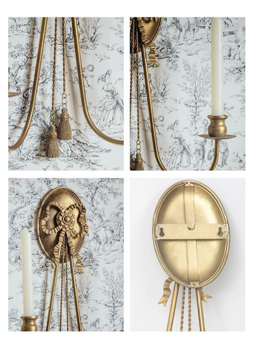 Golden Bow Wall Sconce Candle Holder Set of 2 | Antique Farm House