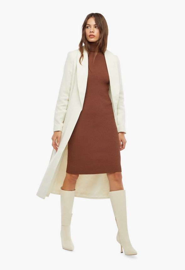 Shawl Collar Long Coat | JustFab